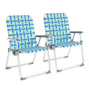 VINGLI Folding Aluminum Webbed Oversized Lawn Chairs with Detachable Cup Holder