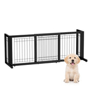 VINGLI 71" Wooden Freestanding Pet Gates Indoor Dogs Safety Fence