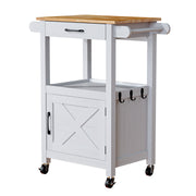 VINGLI Small Kitchen Island with Storage and Wheels, White