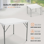 VINGLI White Card Square Table, 38 inch Foldable Legs Full Table Top