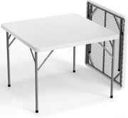 VINGLI White Card Square Table, 38 inch Foldable Legs Full Table Top