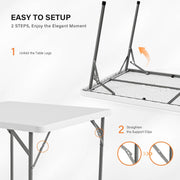 VINGLI White Card Square Table, 38 inch Foldable Legs Full Table Top