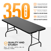 VINGLI 2P Folding Table 6ft, Portable Collapsible Plastic White Long Tables