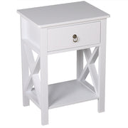 VINGLI Wooden Nightstand End Side Table with Drawer