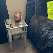VINGLI Mirrored Nightstand with Drawer Silver Bedside Table