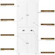 VINGLI 72" Freestanding Kitchen Pantry Cabinet with 3 Adjustable Shelves