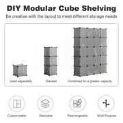 VINGLI Plastic Portable Large Stackable Storage Organizer 20 Cubes Shelves with Doors Gray