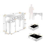 VINGLI Mirrored Vanity Desk with 5-Drawers