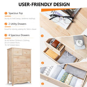 VINGLI Wood Dresser with 6 Drawer Natural Spacious Storage Chests