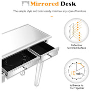 VINGLI Mirrored Vanity Desk with 5-Drawers