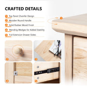 VINGLI Wood Dresser with 6 Drawer Natural Spacious Storage Chests
