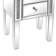 VINGLI Mirror Nightstand Glass End Table with 2 Drawer