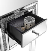 VINGLI Mirror Nightstand Glass End Table with 2 Drawer