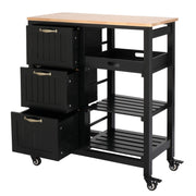 VINGLI Kitchen Island with Storage on Wheels with 3 Tier Drawers Rolling Kitchen Cart White/Black