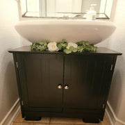 VINGLI Modern Pedestal Under Sink Storage 2-Door Bathroom Vanity with Espresso/White/Grey