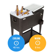 VINGLI 80 Quart Patio Rolling Cooler Cart Portable Ice Chest