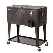 VINGLI 80 Quart Patio Rolling Cooler Cart Portable Ice Chest