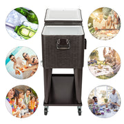 VINGLI 80 Quart Patio Rolling Cooler Cart Portable Ice Chest