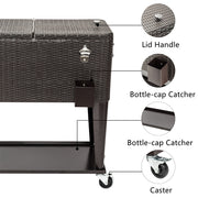 VINGLI 80 Quart Patio Rolling Cooler Cart Portable Ice Chest