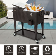 VINGLI 80 Quart Patio Rolling Cooler Cart Portable Ice Chest