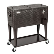 VINGLI 80 Quart Patio Rolling Cooler Cart Portable Ice Chest