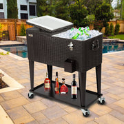VINGLI 80 Quart Patio Rolling Cooler Cart Portable Ice Chest
