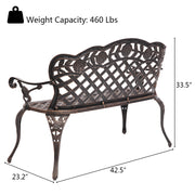 VINGLI 42.5 Inch Patio Garden Bench Outdoor Metal Rose Loveseat Bronze/Black
