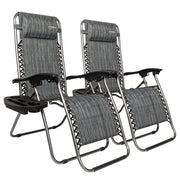 VINGLI 2 Sets Upgraded Zero Gravity Chairs Outdoor Folding Lounge Chairs Black/ Grey/ Blue/ Brown