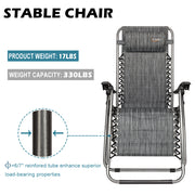 VINGLI 2 Sets Upgraded Zero Gravity Chairs Outdoor Folding Lounge Chairs Black/ Grey/ Blue/ Brown