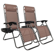 VINGLI 2 Sets Upgraded Zero Gravity Chairs Outdoor Folding Lounge Chairs Black/ Grey/ Blue/ Brown
