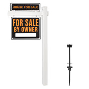 VINGLI 6ft Vinyl PVC Real Estate Sign Post with Flat Cap