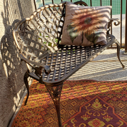 VINGLI 42.5 Inch Patio Garden Bench Outdoor Metal Rose Loveseat Bronze/Black