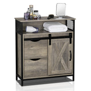 VINGLI Buffet Cabinet Farmhouse Bathroom Sliding Barn Door Floor Storage Cabinet Grey