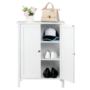 VINGLI Modern Bathroom Floor Storage Cabinet with Adjustable Shelf and Double Door Organizer Cabinet White