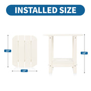 VINGLI HDPE Adirondack Outdoor Side Coffee Table Waterproof Cwith 2 Layer Storage White/Blue