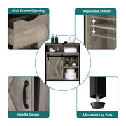 VINGLI Buffet Cabinet Farmhouse Bathroom Sliding Barn Door Floor Storage Cabinet Grey